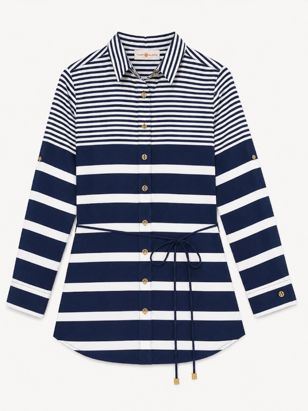 Tory Burch Brigitte Nautical Stripe Cotton Voile Cover Up Tunic NWT Small - Picture 2 of 10